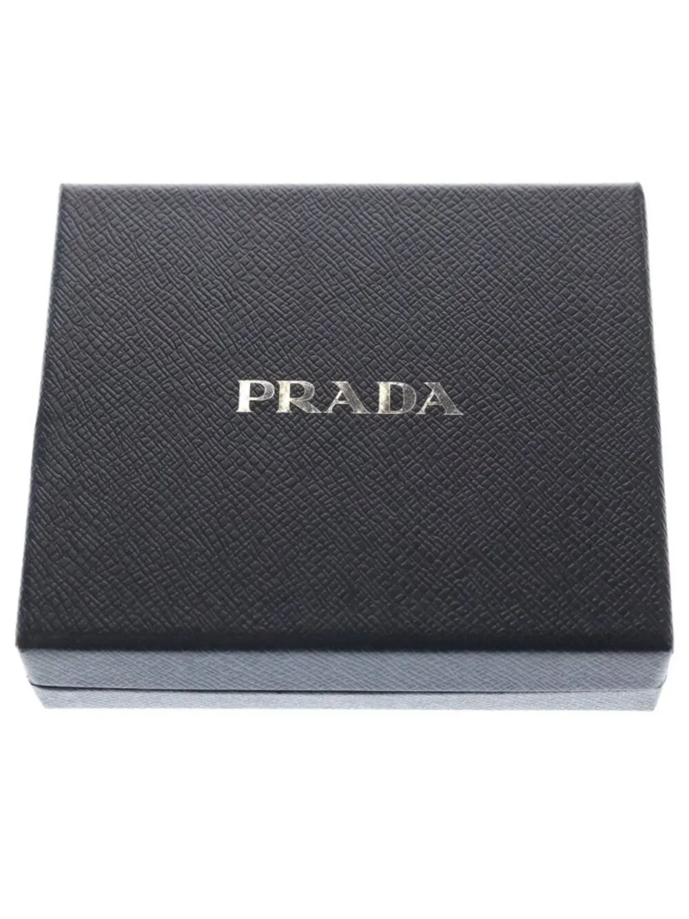 Prada Saffiano Triangle Logo Bifold Wallet Card Case Black Leather Gold